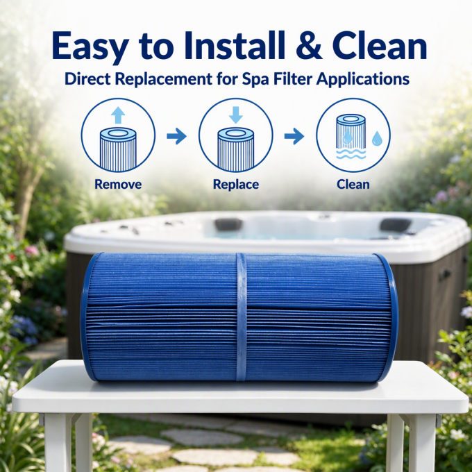 Factory wholesale hot tub spa filter SC861, enhanced pleated media replacement filter, suitable for outdoor spa hot tubs.